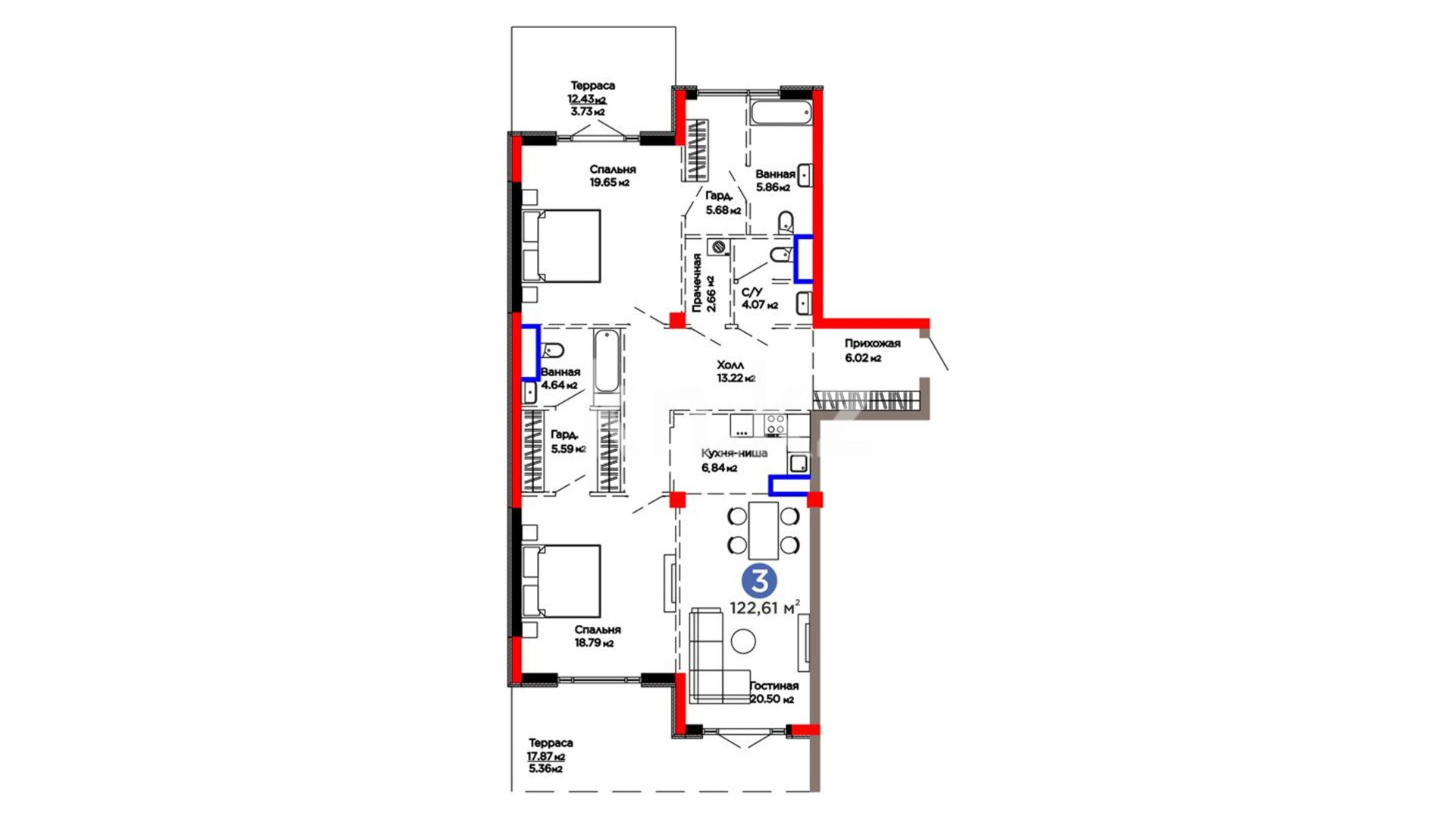 ЖК 1st by BI, 3-комнатная, цена 219 847 224 ₸, 1 759 200 ₸&nbsp;/&nbsp;м²