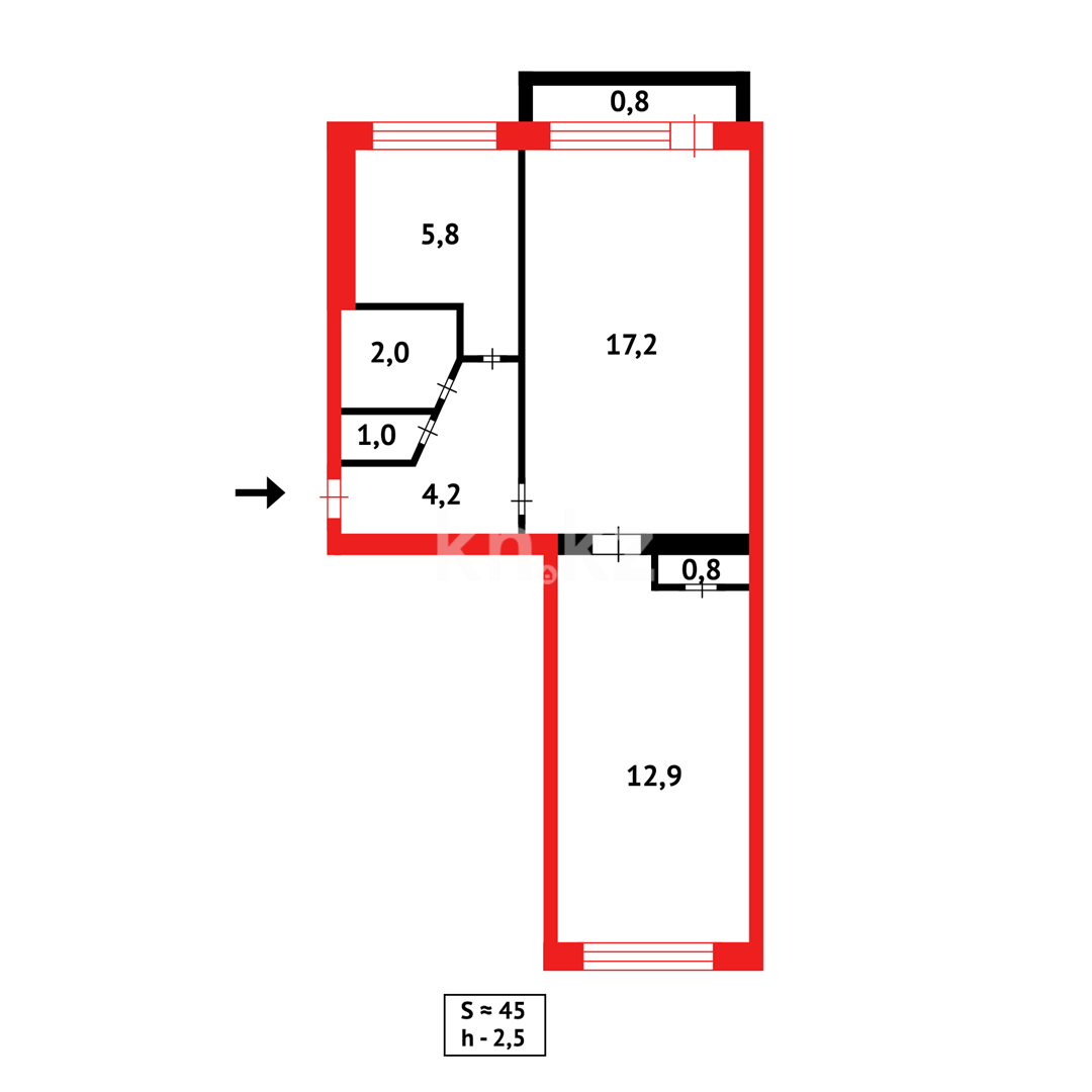Продажа 2-комнатной квартиры, 45 м² в Караганде - фото 13