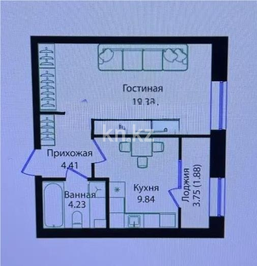 Продажа 1-комнатной квартиры, 39.7 м² в Астане