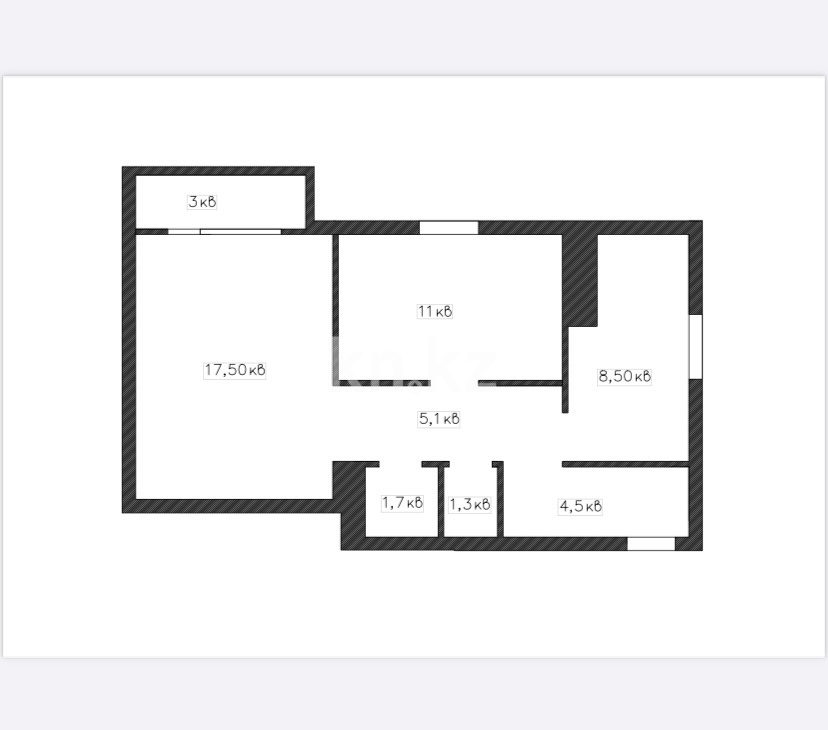 Продажа 2-комнатной квартиры, 55.2 м² в Астане