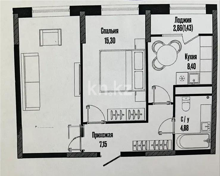 Продажа 2-комнатной квартиры, 56.56 м² в Астане - фото 4
