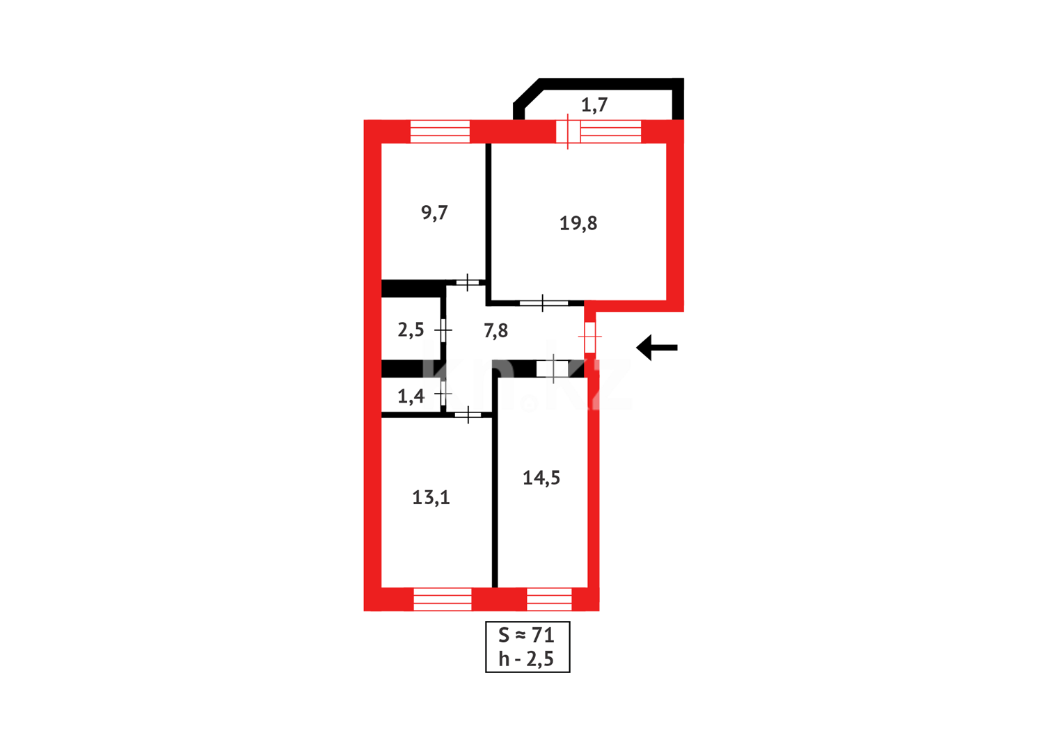 Продажа 3-комнатной квартиры, 70.5 м² в Астане - фото 12