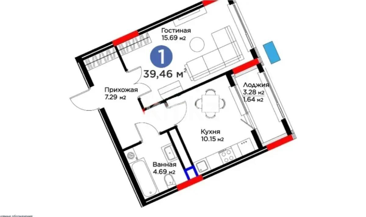Продажа 1-комнатной квартиры, 40 м², ул. Бухар жырау, дом  33 в Астане