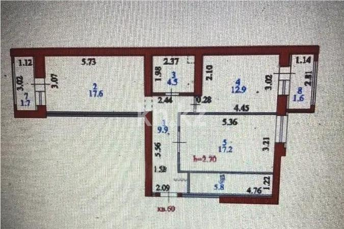 Продажа 2-комнатной квартиры, 71.2 м² в Астане