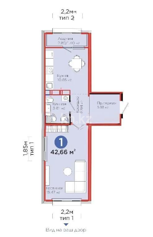 Продажа 1-комнатной квартиры, 43 м², пр. Улы Дала, дом  14 стр в Астане - фото 4