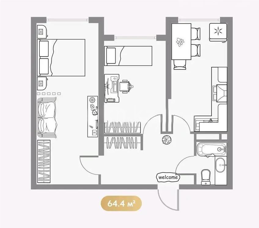 Продажа 2-комнатной квартиры, 64.4 м² в Алматы