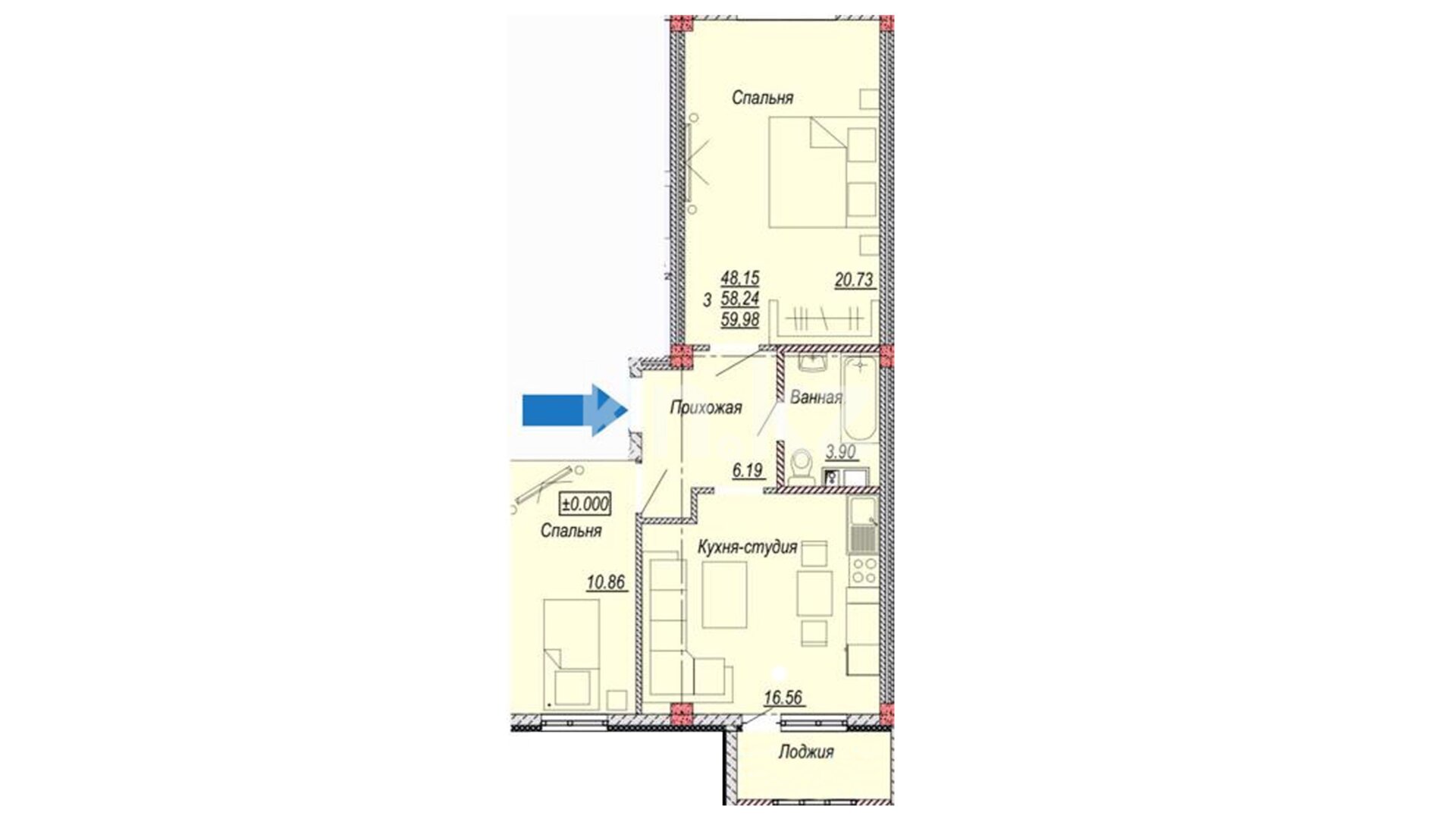 ЖК Aq Shanyraq, 2-комнатная, цена 20 993 000 ₸, 350 000 ₸&nbsp;/&nbsp;м²