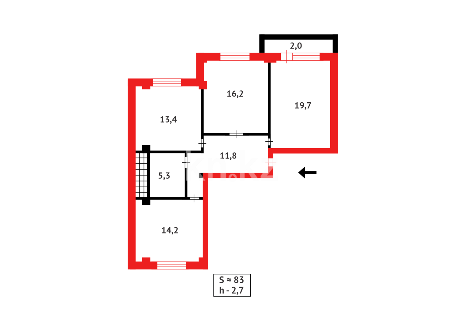 Продажа 3-комнатной квартиры, 82 м², ул. Сарыарка в Караганде - фото 20