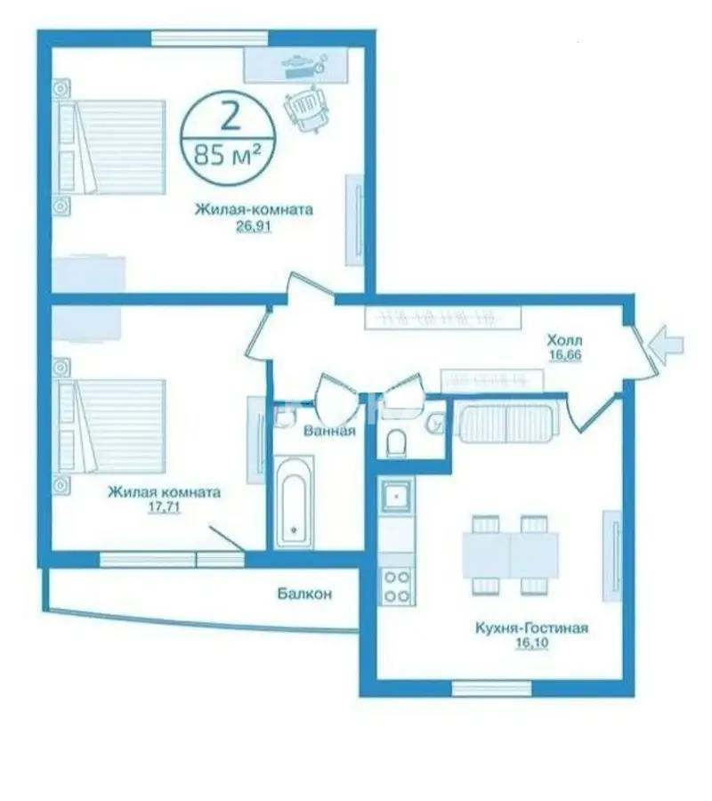 Продажа 3-комнатной квартиры, 84 м², ул. Толе би, дом  273/11 в Алматы