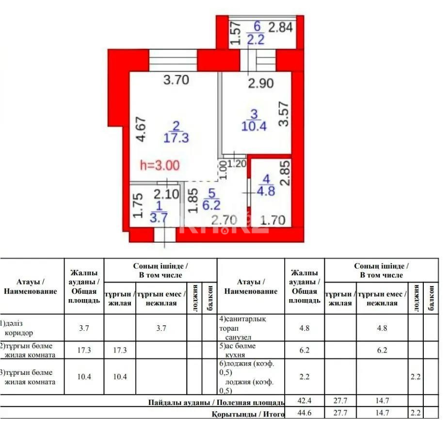 Продажа 2-комнатной квартиры, 44 м² в Караганде - фото 4