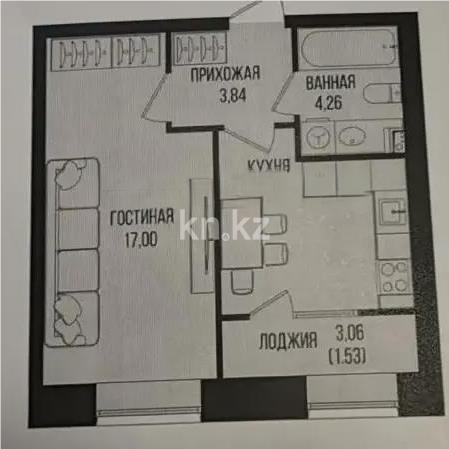 Продажа 1-комнатной квартиры, 36 м², ул. Серкебаева, дом  49 в Астане