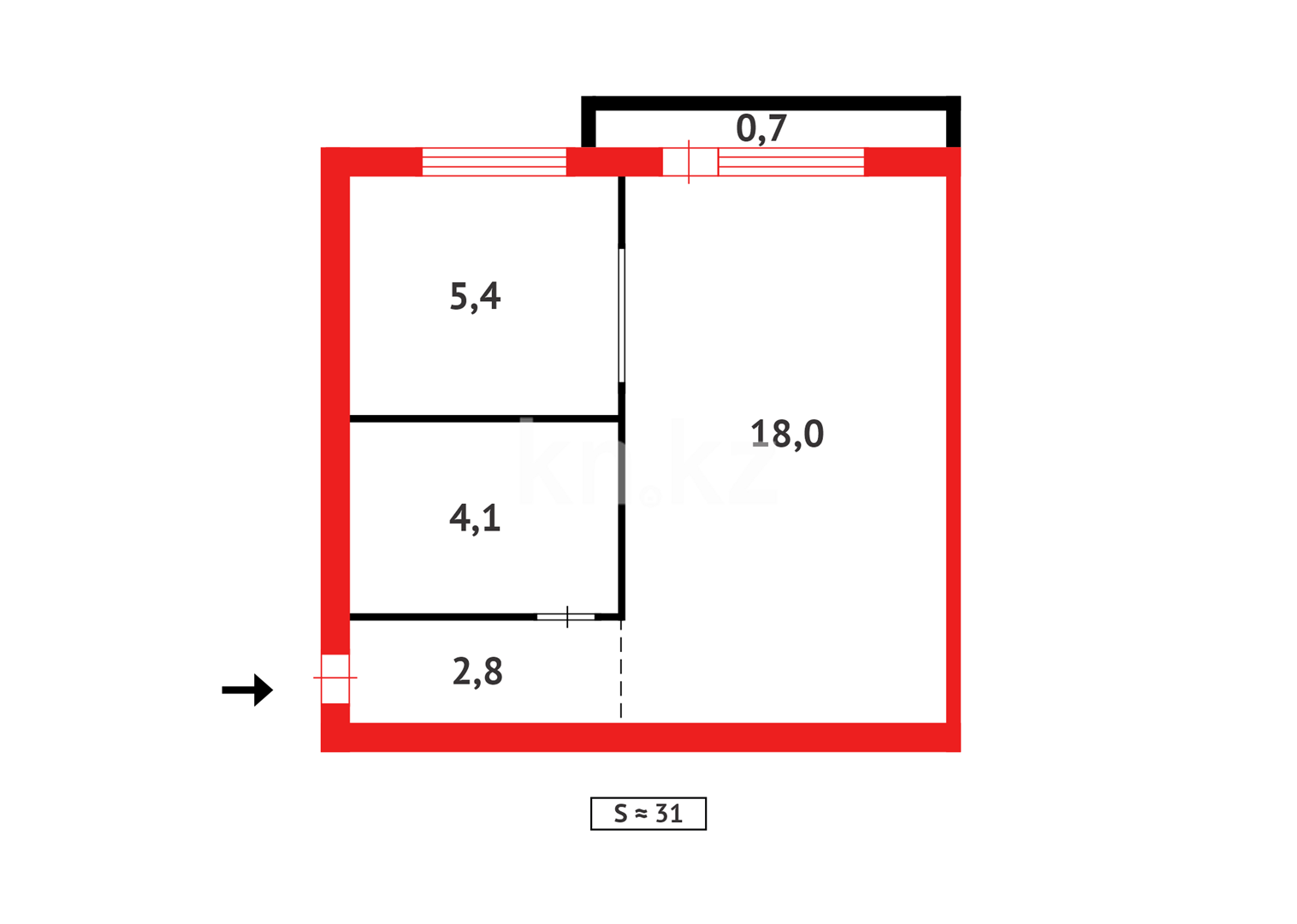 Продажа 1-комнатной квартиры, 31 м² в Караганде - фото 15
