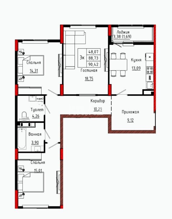 Продажа 3-комнатной квартиры, 90 м² в Астане - фото 2