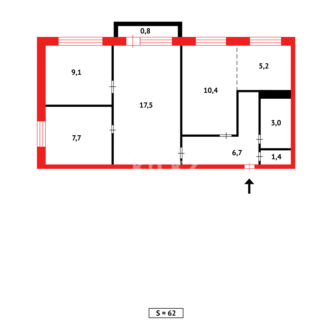 Продажа 4-комнатной квартиры, 61 м², 22 мкр. в Караганде - фото 20