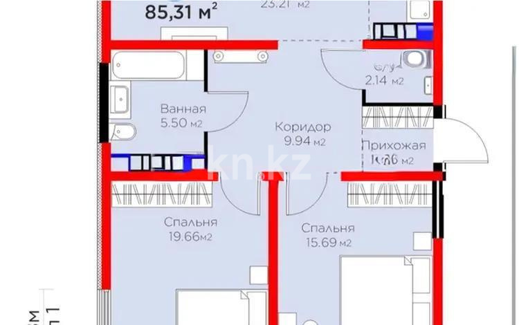 Продажа 3-комнатной квартиры, 85.31 м² в Алматы - фото 3