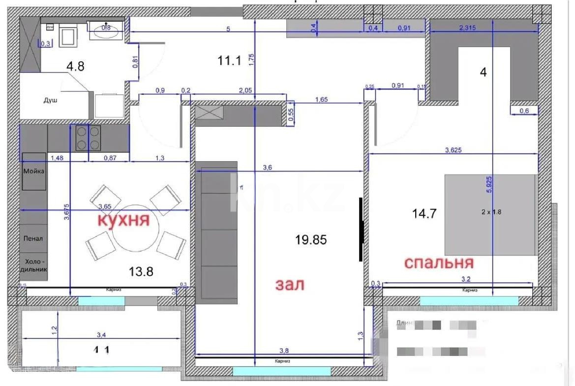 Продажа 2-комнатной квартиры, 70 м² в Астане