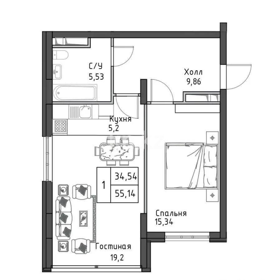 Продажа 2-комнатной квартиры, 56 м² в Алматы - фото 4