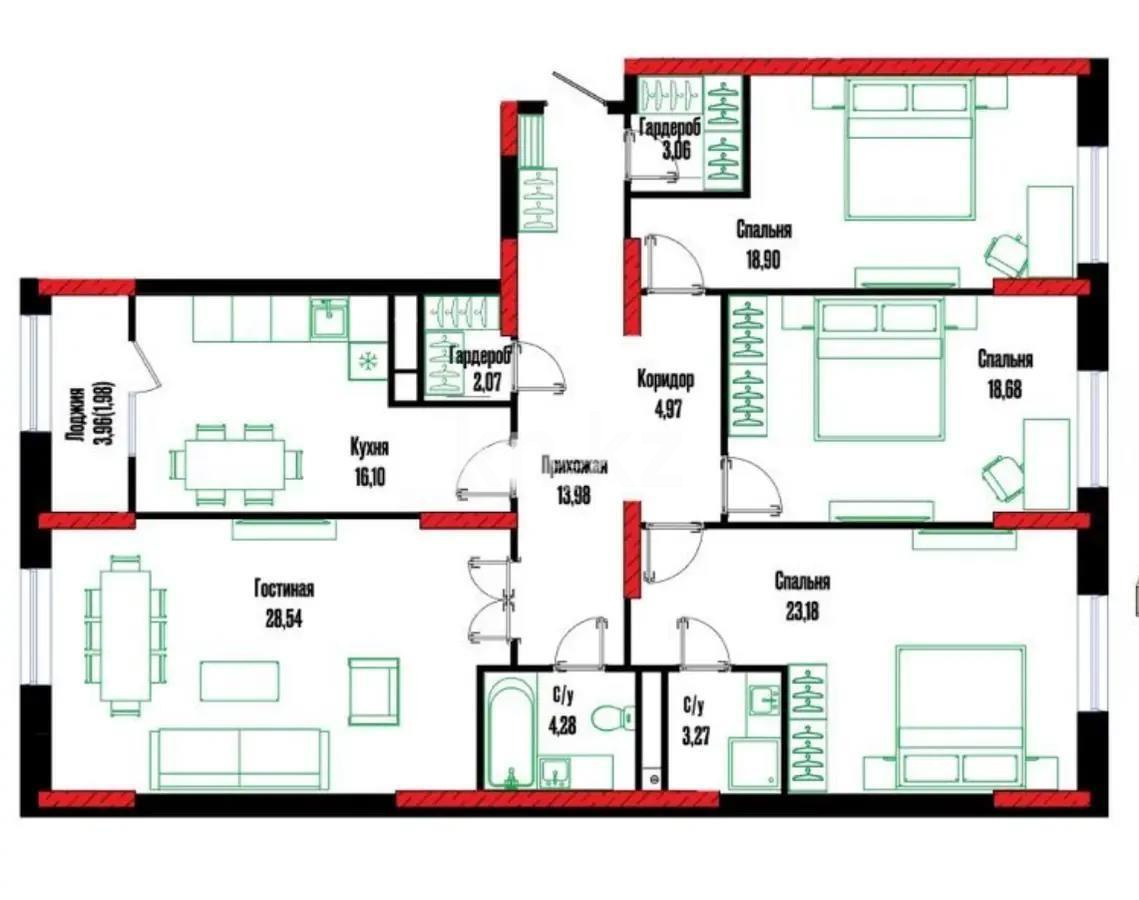Продажа 4-комнатной квартиры, 140 м² в Астане