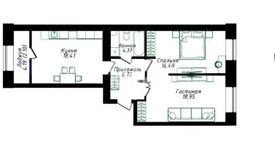 Продажа 2-комнатной квартиры, 67 м² в Астане