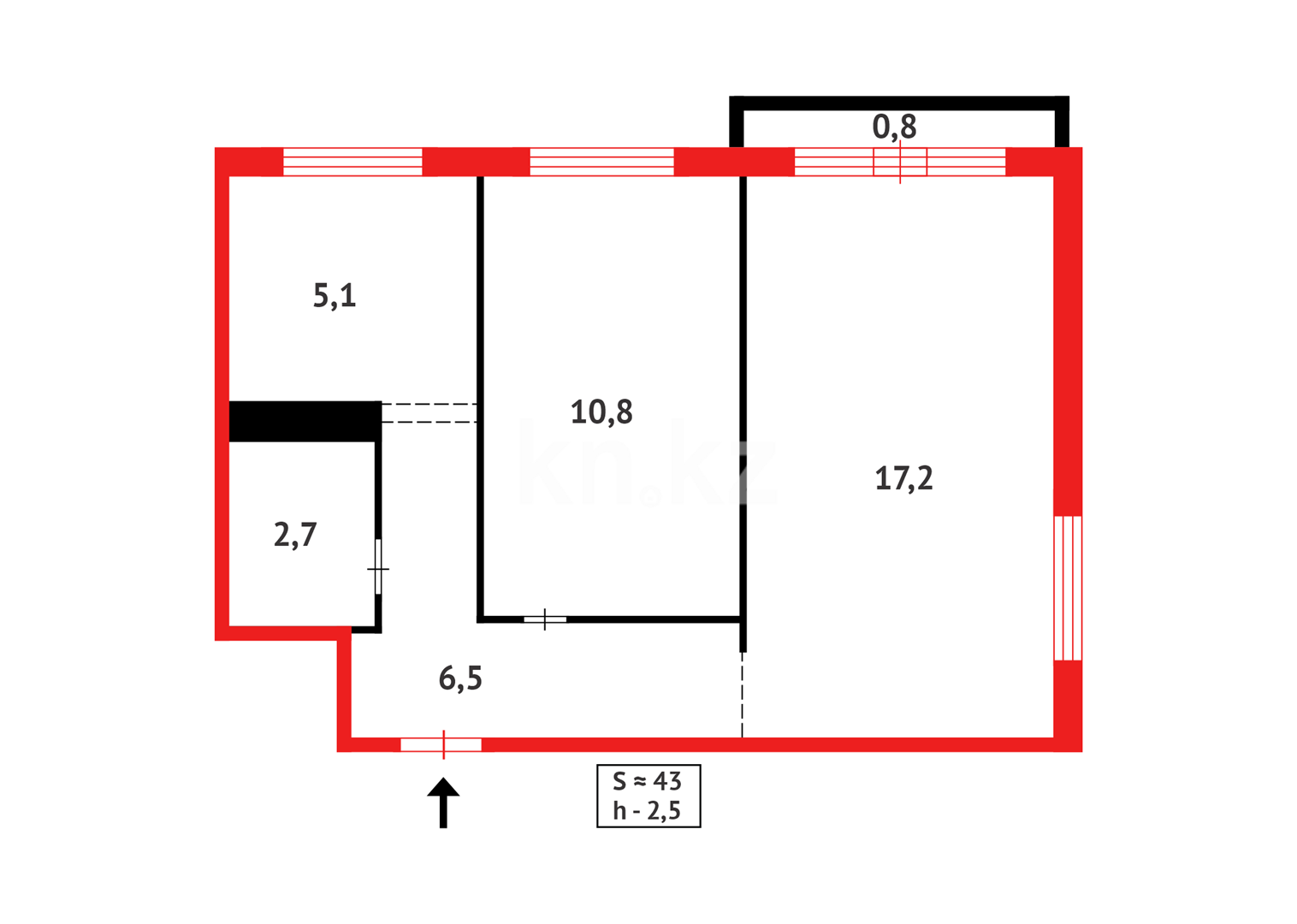 Продажа 2-комнатной квартиры, 44 м², ул. Мустафина в Караганде - фото 11