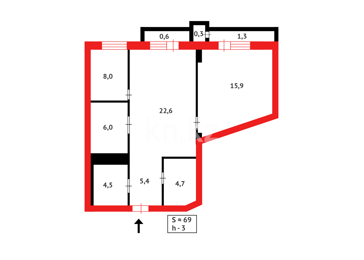 Продажа 3-комнатной квартиры, 69.2 м² в Астане - фото 15