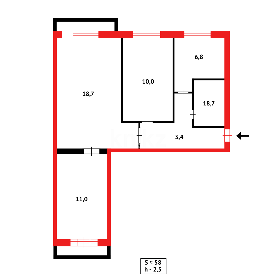 Продажа 3-комнатной квартиры, 59 м² в Караганде - фото 10