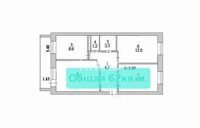 Продажа 3-комнатной квартиры, 62 м² в Астане