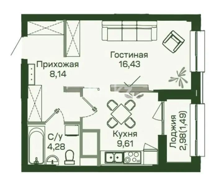 Продажа 1-комнатной квартиры, 40 м² в Астане