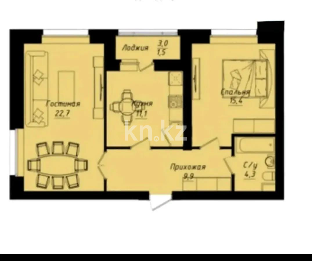Продажа 2-комнатной квартиры, 65 м² в Астане