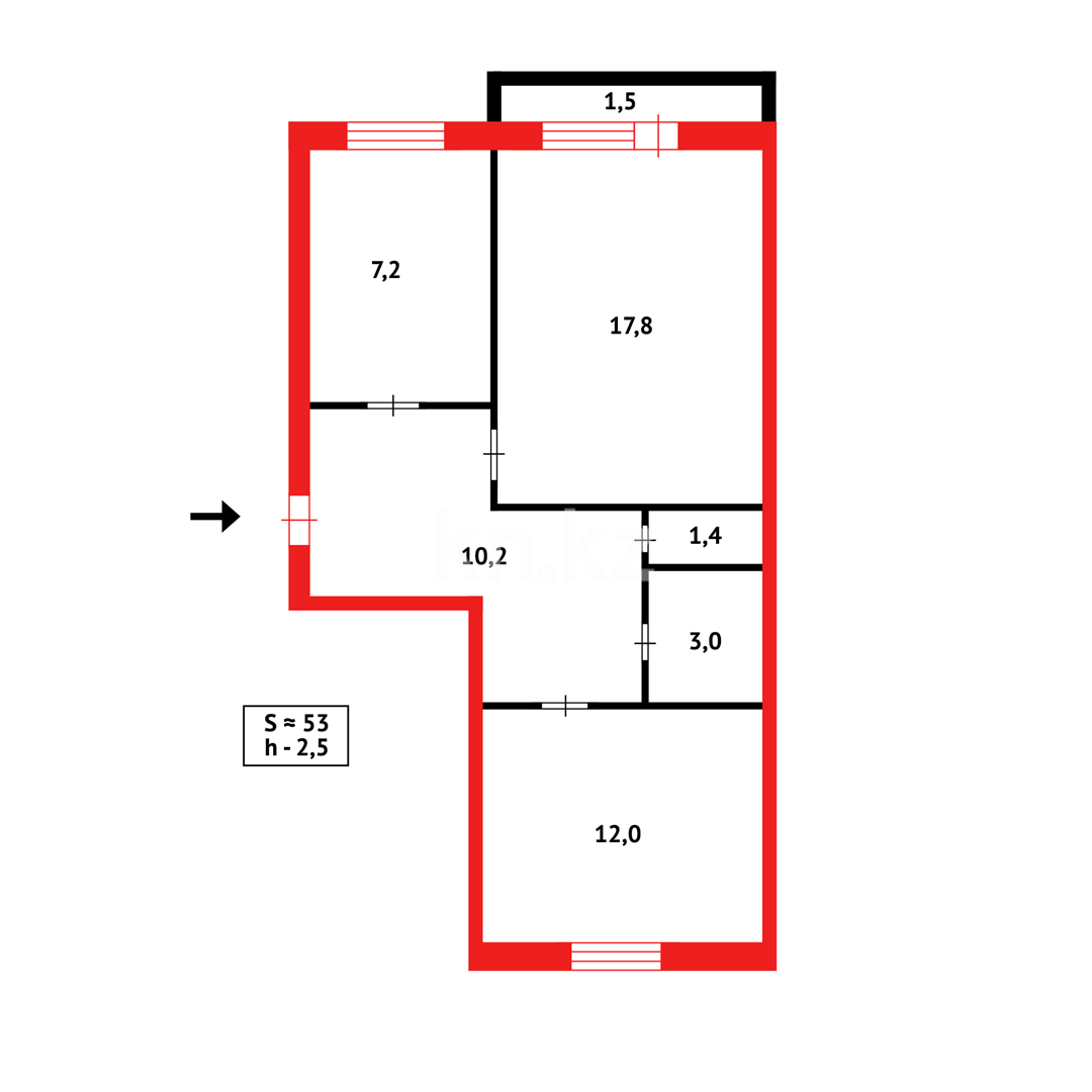 Продажа 2-комнатной квартиры, 53 м² в Караганде - фото 15
