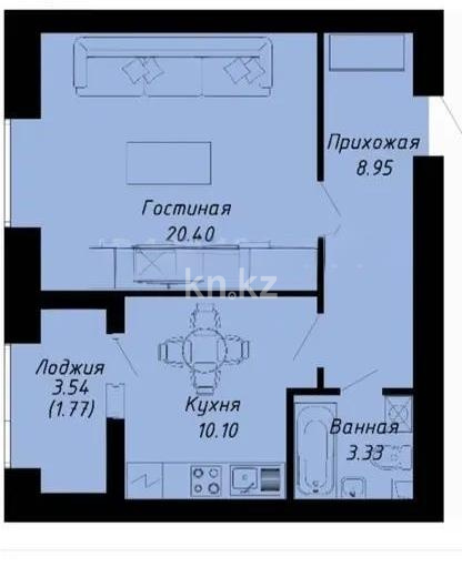 Продажа 1-комнатной квартиры, 45 м² в Астане