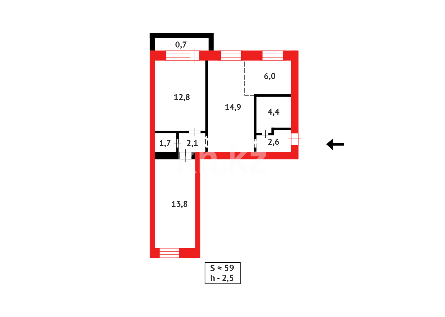 Продажа 3-комнатной квартиры, 59 м² в Темиртау - фото 12