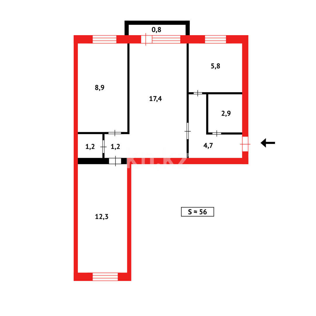 Продажа 3-комнатной квартиры, 56 м² в Темиртау - фото 8