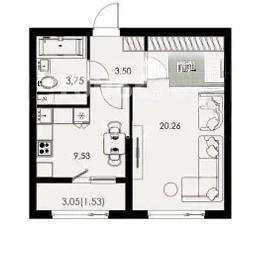 Продажа 1-комнатной квартиры, 38.57 м² в Алматы