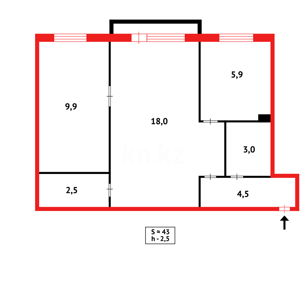 Продажа 2-комнатной квартиры, 45 м² в Темиртау - фото 15