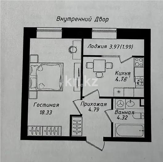 Продажа 1-комнатной квартиры, 39 м² в Астане