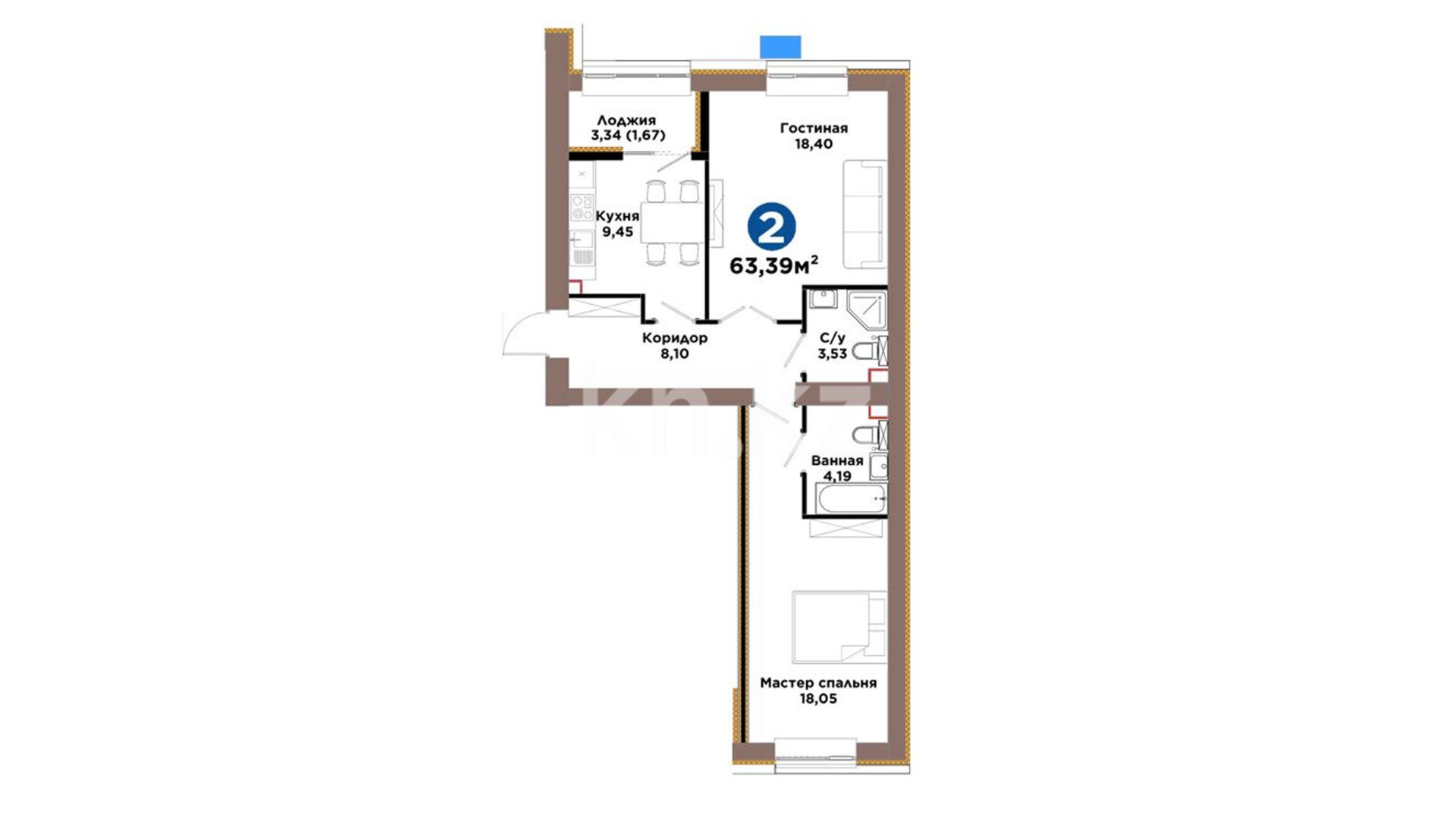 ЖК ŪIA. TARIH, 2-комнатная, цена 39 818 428 ₸, 628 150 ₸&nbsp;/&nbsp;м²