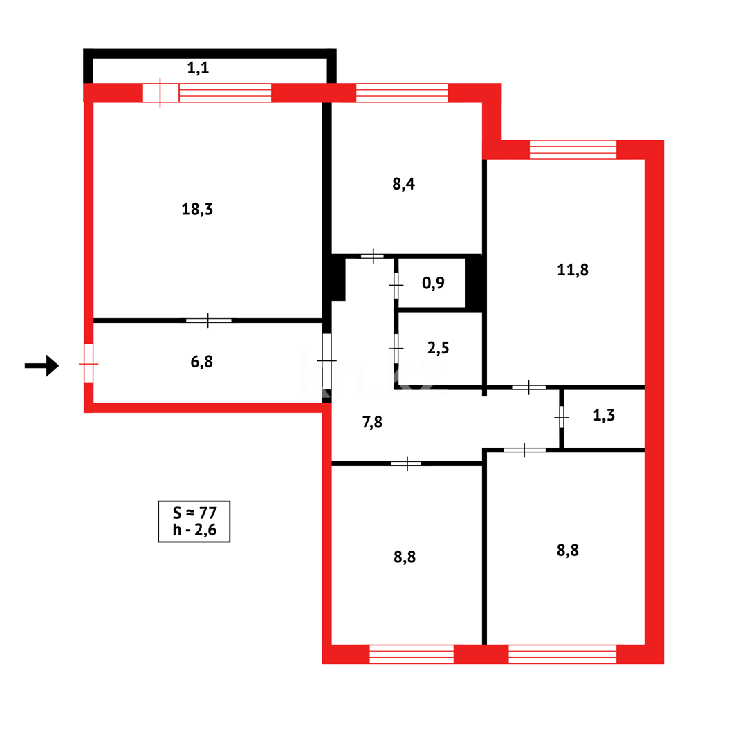 Продажа 4-комнатной квартиры, 77 м² в Караганде - фото 12