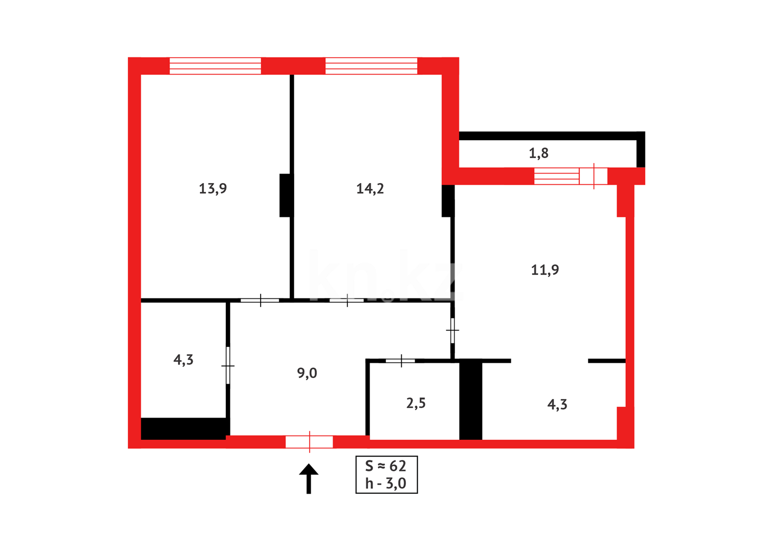 Продажа 3-комнатной квартиры, 61 м² в Караганде - фото 19
