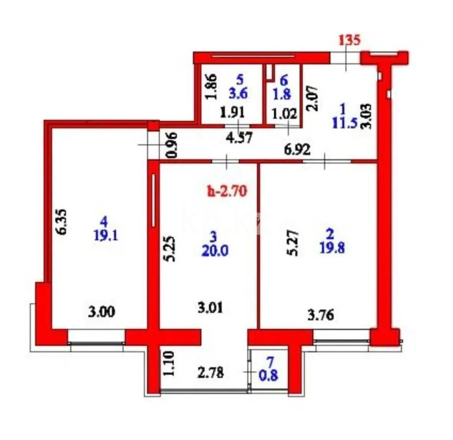 Продажа 2-комнатной квартиры, 76.6 м² в Астане