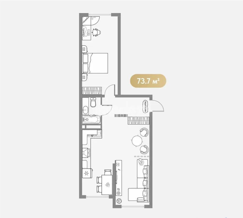 Продажа 3-комнатной квартиры, 73.7 м² в Алматы