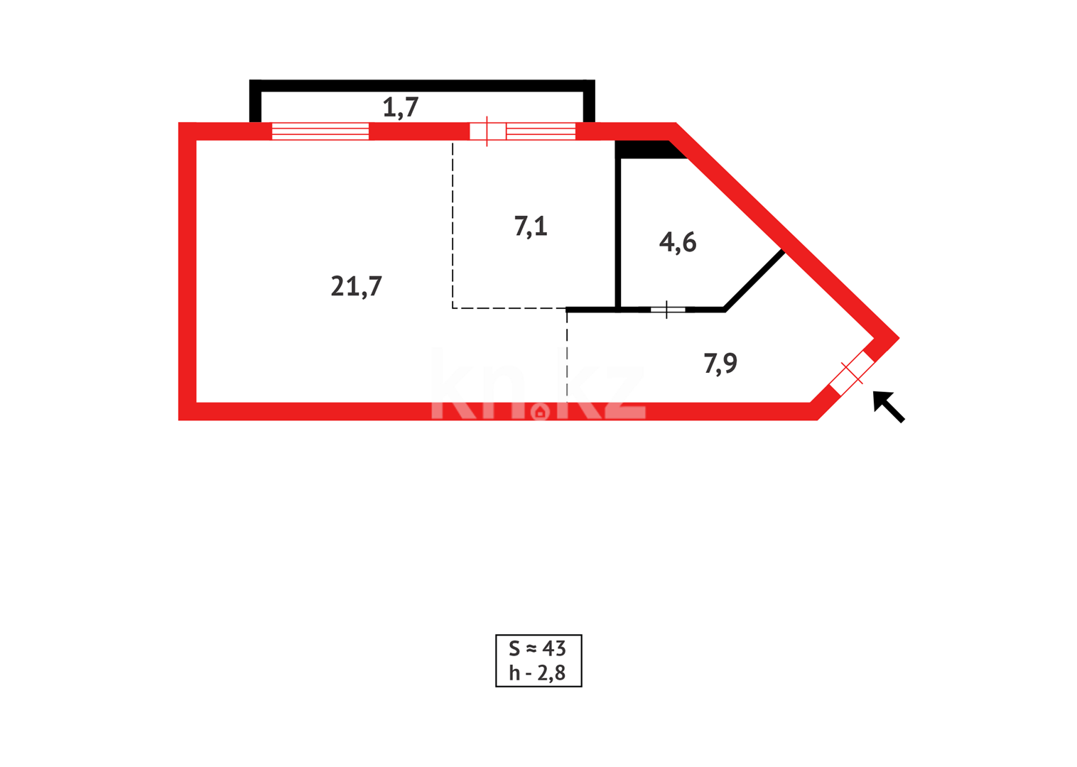 Продажа 1-комнатной квартиры, 43 м² в Астане - фото 9