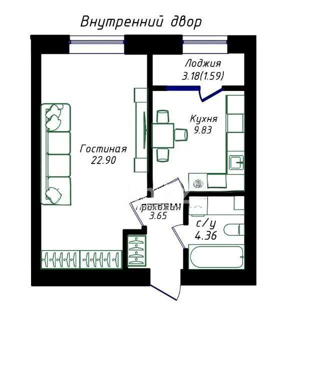 Продажа 1-комнатной квартиры, 42.33 м², ул. Молдагалиева, дом  6г в Астане
