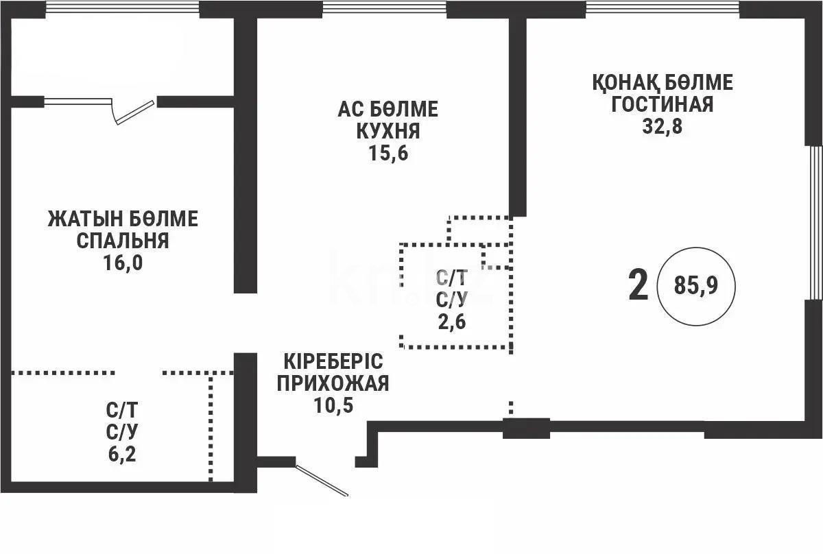 Продажа 2-комнатной квартиры, 86 м², пр. Аль-Фараби, дом  41/7 в Алматы