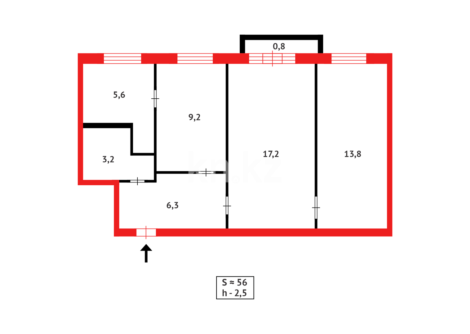 Продажа 3-комнатной квартиры, 56 м², мкр-н 12 в Караганде - фото 11