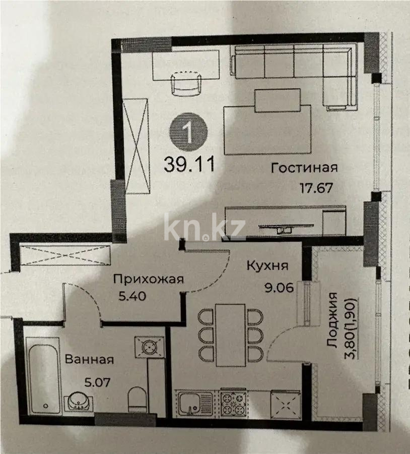 Продажа 1-комнатной квартиры, 39.11 м², ул. Е-429, дом  14 в Астане