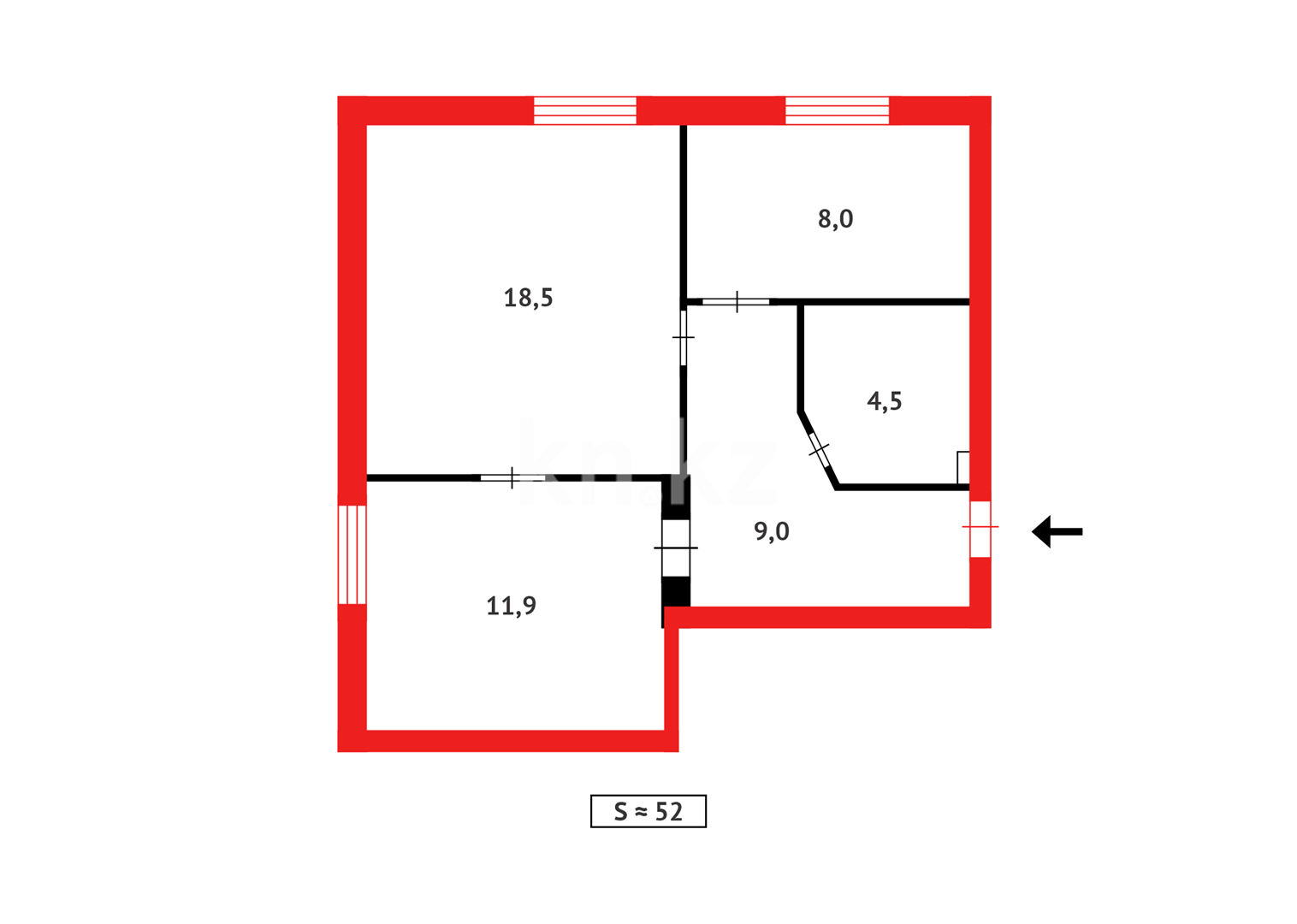 Продажа 2-комнатной квартиры, 52 м² в Темиртау - фото 8