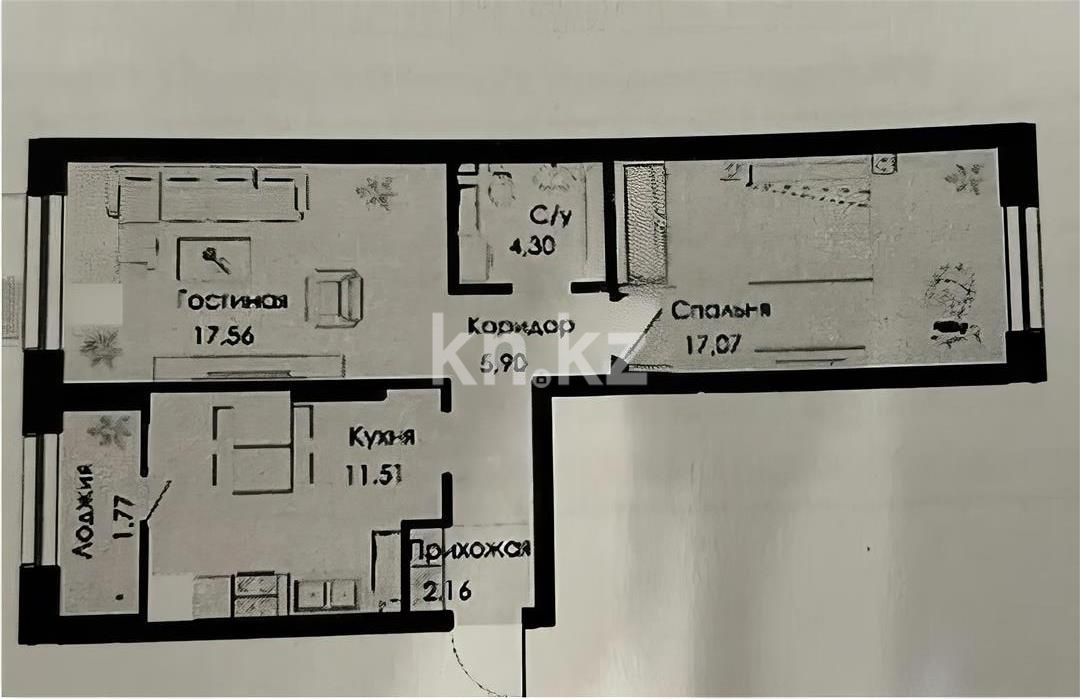 Продажа 2-комнатной квартиры, 61 м², Алматы-Бишкек тр., дом  8971а в Алматы