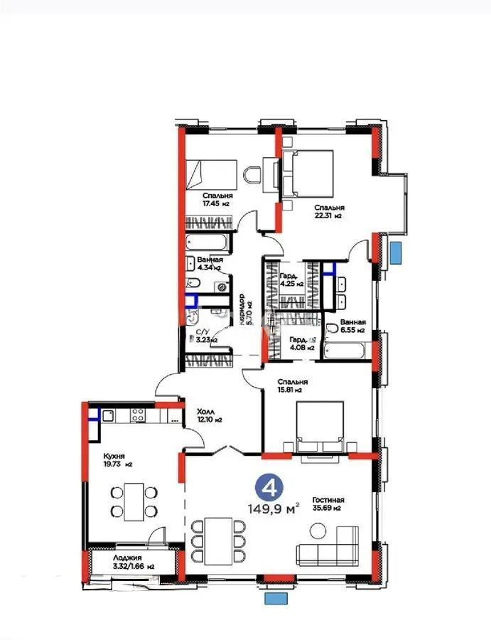 Продажа 4-комнатной квартиры, 150 м², ул. Мухамедханова, дом  6/1 стр в Астане