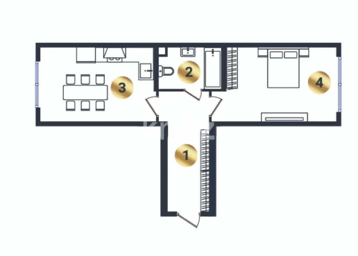 Продажа 1-комнатной квартиры, 47.49 м², ул. Сыбызгы, дом  100 стр в Алматы